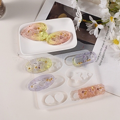 Yumeiren colle dégoulinante bricolage résine coeur & pentagramme & pince à cheveux à six maillons pendentif sable coulant accessoire pour cheveux autocollant moule en silicone&nbsp;PW-WG0807D-01