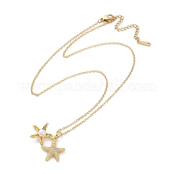 Подвеска в виде морской звезды из латуни с микропаве из кубического циркония для женщин NJEW-C076-06G