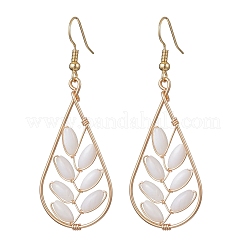 Серьги-подвески из окрашенных натуральных ракушек&nbsp;EJEW-TA00732