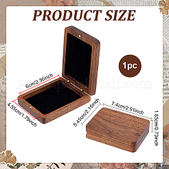 木製バッジ磁気ディスプレイケース  長方形  ブラック  7.4x5.45x1.85cm&nbsp;CON-WH0095-226A