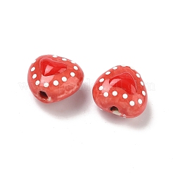 Фарфоровые эмалированные бусины ручной работы с узором в виде сердечек&nbsp;PORC-G016-03J