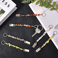 6шт натуральный драгоценный камень брелок&nbsp;KEYC-GF00001