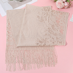 Шарф из полиэстерового кружева с кисточками из марли для женщин AJEW-WH20077-040A