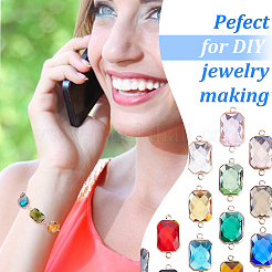 15 шт. 15-х цветные прямоугольные соединительные подвески из латуни и стекла&nbsp;KK-GA0001-72B