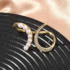 Открытые кольца манжеты из латуни с микропаве и кубическим цирконием&nbsp;RJEW-C158-03G