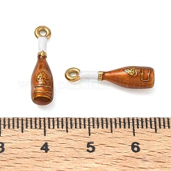 304ステンレススチールエナメルペンダント  ワインボトルチャーム  イオンプレーティング（ip）  ゴールドカラー  20.5x5mm  穴：1.5mm&nbsp;SA-CBA7876-41G-01