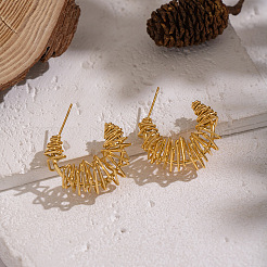 Серьги-гвоздики из нержавеющей стали 304 с полой С-образной формой&nbsp;VV9259