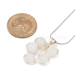 Ожерелья с подвесками из натурального белого нефрита в виде листовой медной проволоки NJEW-JN05218-01