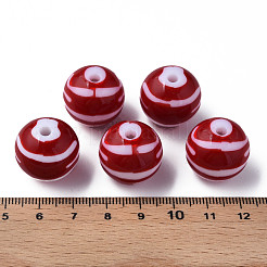 Undurchsichtig gestreifte Acrylperlen&nbsp;MACR-S373-27B-01