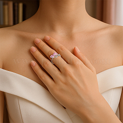 4 шт. 2-цветные латунные кольца-манжеты с микропаве из кубического циркония для женщин RJEW-HY0001-32