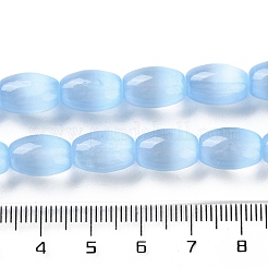 マカロンカラーの天然セレナイトビーズ連売り  染め  ライス  ライトスカイブルー  12.5~13x8~8.5mm  穴：1.2mm  約31個/連  15.35''（39センチメートル）&nbsp;G-B102-A01-07
