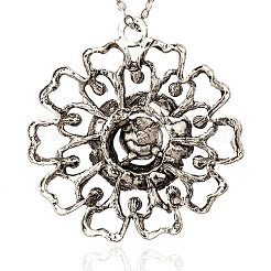 Тибетский стиль сплав горный хрусталь цветок большие кулоны ALRI-J010-28AS