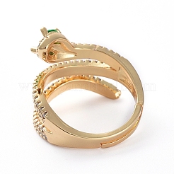 Регулируемые латунные кольца из микро-паве циркония&nbsp;RJEW-G096-21G