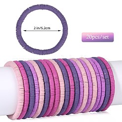 Ensemble de bracelets extensibles de surfeur heishi en argile polymère&nbsp;BJEW-SW00129
