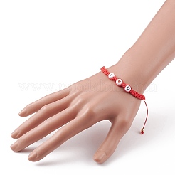 Bracelets de perles tressées en cordon de polyester ciré réglable&nbsp;BJEW-JB05846-04