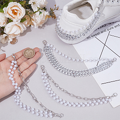 4 шт. 2 стиля пластиковые жемчужные и железные цепочки-скрепки цепи для ремней для ботинок&nbsp;HJEW-PH02102-02