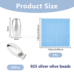 30 Stück ovale 925 Sterling-Silberperlen&nbsp;STER-DC0001-71