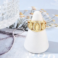 Кольца для женщин с микропаве из латуни и прозрачными кубическими цирконами&nbsp;RJEW-Z081-01G