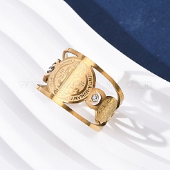 Кольца-манжеты Saint Benedict из нержавеющей стали 304 со стразами RJEW-M069-01G