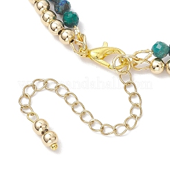 Двухслойные браслеты из натурального хризоколла и лазурита с круглыми бусинами для женщин BJEW-JB12095-02