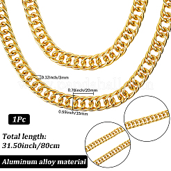 1 collier chaîne cubaine en alliage d'aluminium de 14.5 mm&nbsp;NJEW-SP0001-21B