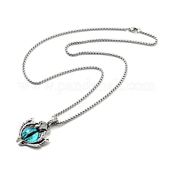 Летучая мышь из сплава с пластиковым ожерельем с подвеской в виде глаза дракона NJEW-B084-02A