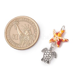 7 шт. 7 стиля синтетических окрашенных бирюзовых морских звезд и сплава морских животных&nbsp;PALLOY-JF03754