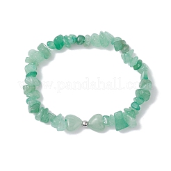 Браслеты из натурального зеленого авантюрина с эластичными бусинами для женщин&nbsp;BJEW-JB12304-03