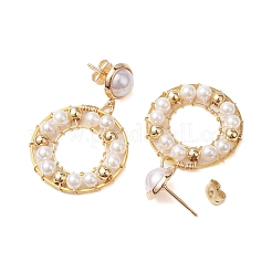 Boucles d'oreilles pendantes en perles de coquille d'anneau&nbsp;EJEW-TA00511