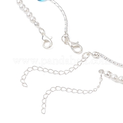 Двухслойные ожерелья из круглого жемчуга и окрашенной искусственной бирюзы с морскими звездами и латунных изогнутых трубчатых бусин&nbsp;NJEW-TA00220