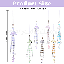 6 шт. 6 стиля прозрачного акрила со стеклянными ремешками для мобильного телефона&nbsp;HJEW-YW00198