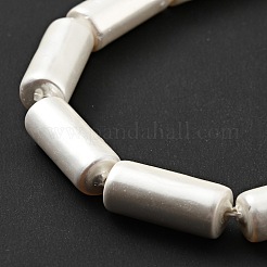 電気めっきシェルパールビーズ連売り  洗練された  コラム  ホワイト  14~15x6~6.5mm  穴：0.8mm  約26個/連  15.28インチ（38.8cm）&nbsp;BSHE-G027-07A-01