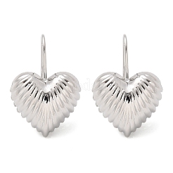 Текстурированные серьги-подвески в форме сердца из латуни EJEW-B132-04P