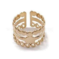 Ионное покрытие (ip) 304 нержавеющая сталь сердце обруч открытые кольца манжеты для женщин RJEW-G285-53G