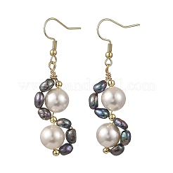 Orecchini pendenti in acciaio inossidabile 304 con perle di conchiglia&nbsp;EJEW-JE07370-01