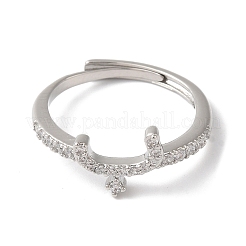 Verstellbare Ringe aus Messing mit Zirkonia und arabischen Buchstaben für Damen&nbsp;RJEW-S407-10P-15