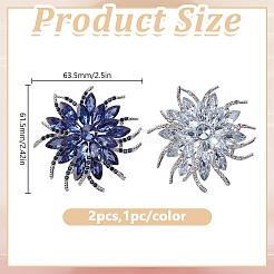 2 шт. 2-цветные булавки для лацкана из цветочного сплава со стразами для свадебной вечеринки&nbsp;JEWB-DR0001-07C