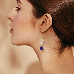 80шт натуральный аметист круглые подвески&nbsp;PALLOY-DC00001