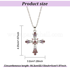 2шт 2 цвета горный хрусталь сердце крест кулон ожерелье комплект NJEW-AN0001-26