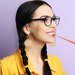 4 пара 4 стильных плоских круглых висячих серег-гвоздиков из сплава для женщин&nbsp;EJEW-AN0003-91