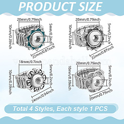 4 Stück 4 Stile verstellbare Legierung Emaille Snap Ring Komponenten&nbsp;RJEW-DR0001-04
