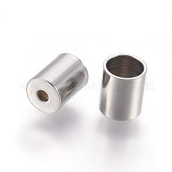 変色しにくい201ステンレススチールコードエンド  エンドキャップ  コラム  ステンレス鋼色  6x5mm  穴：1.4mm  内径：4mm&nbsp;STAS-L219-05A