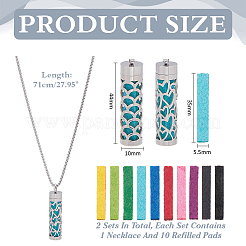 2 шт. 2 стиля из нержавеющей стали диффузор эфирного масла подвеска ожерелье для женщин NJEW-WR0001-04B