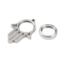 304ステンレススチールロケットペンダント  ガラスと  ハムサハンドチャーム  ステンレス鋼色  41x28x6mm  穴：2.2mm&nbsp;STAS-S132-11P-01