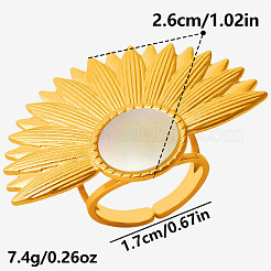Anelli aperti in acciaio inossidabile 304 con conchiglia naturale per donna&nbsp;XG3877-3