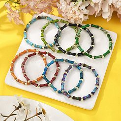 Браслеты из натуральной окрашенной императорской яшмы с бусинами для мужчин и женщин BJEW-L171-03A