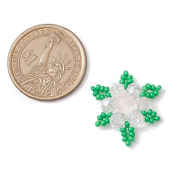 Плетеные звенья из натурального розового кварца и стеклянных бусин в форме снежинки PALLOY-MZ00319-03