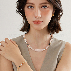 5 breloque connecteur en quartz rose naturel&nbsp;G-BC0001-56B