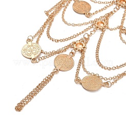 Богемный многослойный сплав цепи монета кисточка кольцо на палец ноги браслеты для женщин AJEW-B107-01KCG