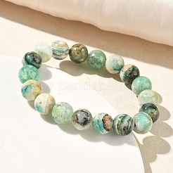Bracelets extensibles ronds en jaspe vert naturel pour femmes&nbsp;BJEW-F535-02C